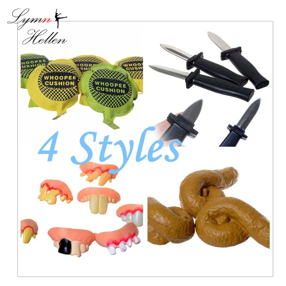 

1PCS Joke Tricky Toys Dagger Knife Retractable Denture Rotten Mischief Realistic Shits Whoopee Cushion Fake Tricky Gag Toys