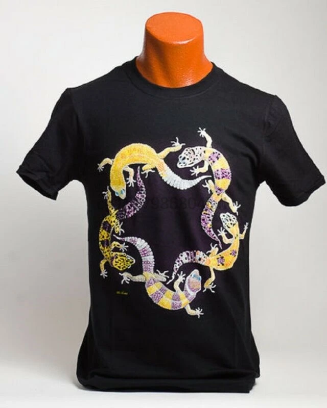 

Leopard Gecko Adult T-Shirt S M L XL XXL Availablein Balck or Blue Color Reptile