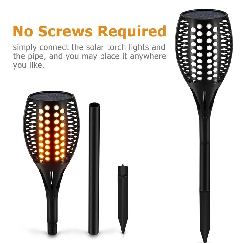 Chiclits Solar LED Flame Lamp Waterproof Flame Lighting 96LED Lights Flame Effect Light Outdoor Fire Light Garden Decoration  (21)