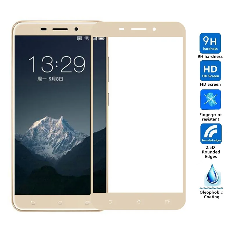 Полноэкранное цветное защитное закаленное стекло для телефона ASUS Zenfone 3 Max ZC520TL 3s