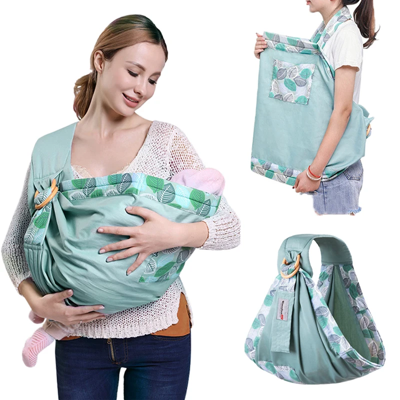Baby Wrap Carrier Newborn Sling Dual Use Infant Nursing Cover Mesh Fabric Breastfeeding Carriers Up to 130 lbs (0-36M) |