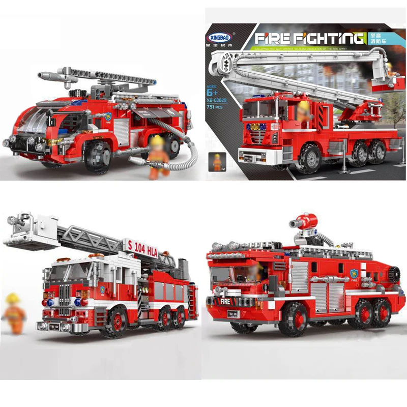 

Technic Xingbao 03028 03029 03030 03031 City Fire Truck The Rescue Vehicle Sets Building Ladder Blocks Compatible with Lego MOC