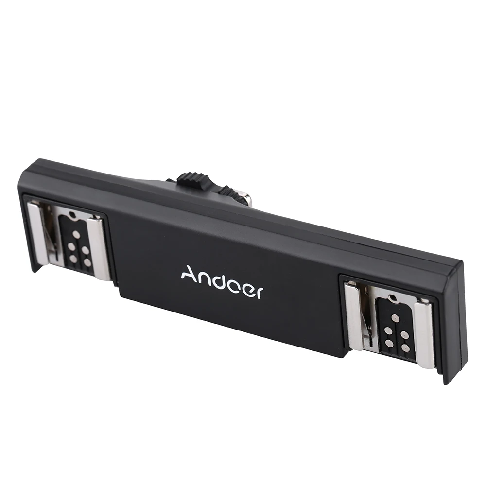 Andoer Dual Hot Shoe Flash Speedlite Light Bracket Splitter For Canon 7DII 70D 5DR 5DRS 5DIII 6D DSLR Camera Camcorder camera accessories camera bracket camera mount bracket