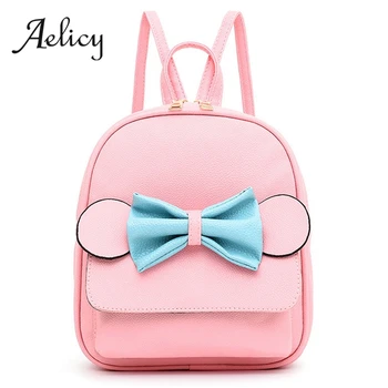 

Aelicy 2019 New Backpack Pu Leather Female Mini Bag Women's Backpack Sweet Bow Teen Girls Backpacks School Bag Lady Shoulder Bag