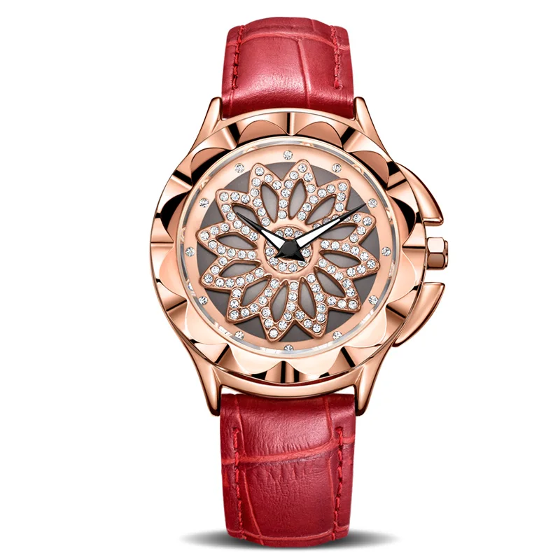 MEGIR, роскошные женские часы, модные, с поворотным циферблатом, женские кварцевые часы, красные, кожаные, для влюбленных девушек, наручные часы, Relogio Feminino - Цвет: Red