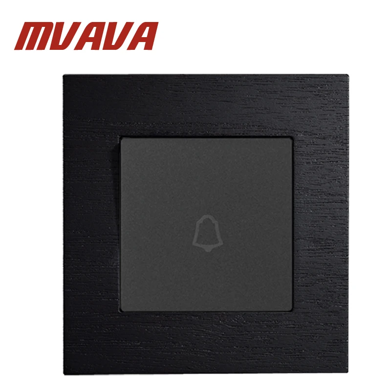 

MVAVA Black Artificial Wood Panel Doorbell Switch Luxury Wall Light Switch 16A AC110~250V 86*90MM Home Push Button Switch
