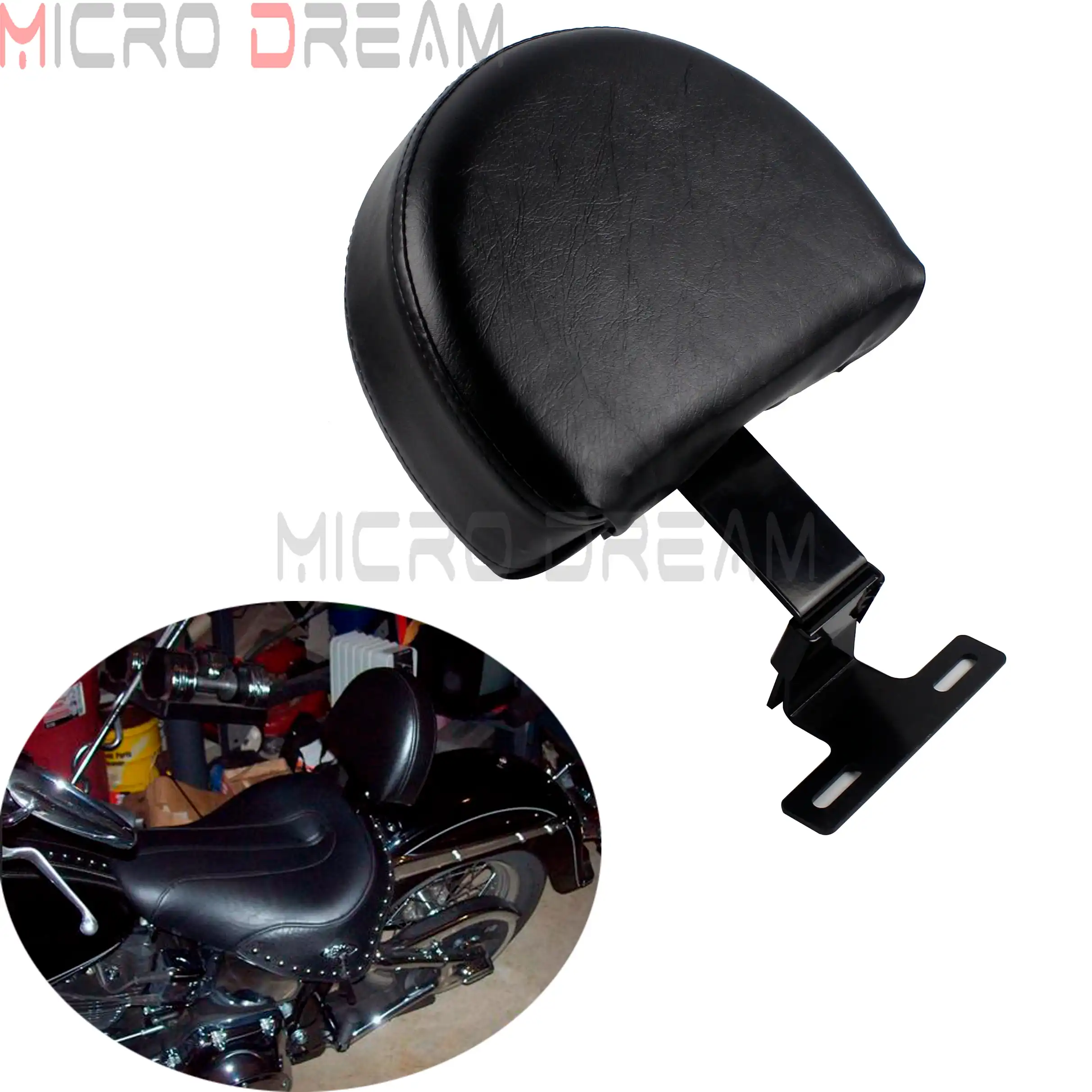 Adjustable Driver Backrest Kit Motorcycle Plug In Back Pad For Harley