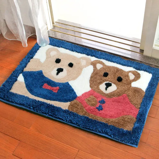 Fiber Plush Fluffy Flocked Anti Slip Front Door Mats Outdoor Indoor