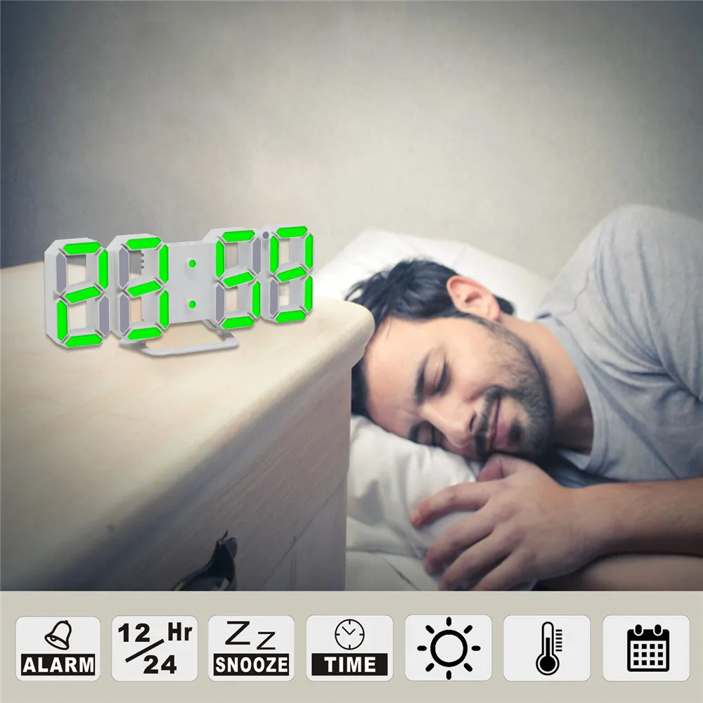 Современный цифровой светодиодный Настольный Будильник ночные настенные часы будильник цифровые часы Повтор рабочего стола дисплей 11,9