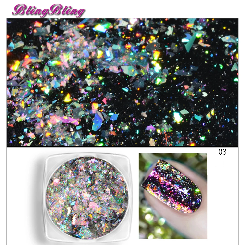 BlingBling новая Аврора Хамелеон Flake Nail Блеск радуги лазерной блестки для ногтей Art