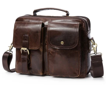 

Men Vintage Crossbody Bags Genuine Leather Messeng Bags Male Top-handle Shoulder Bags Hasp business Casual Messenger Bag