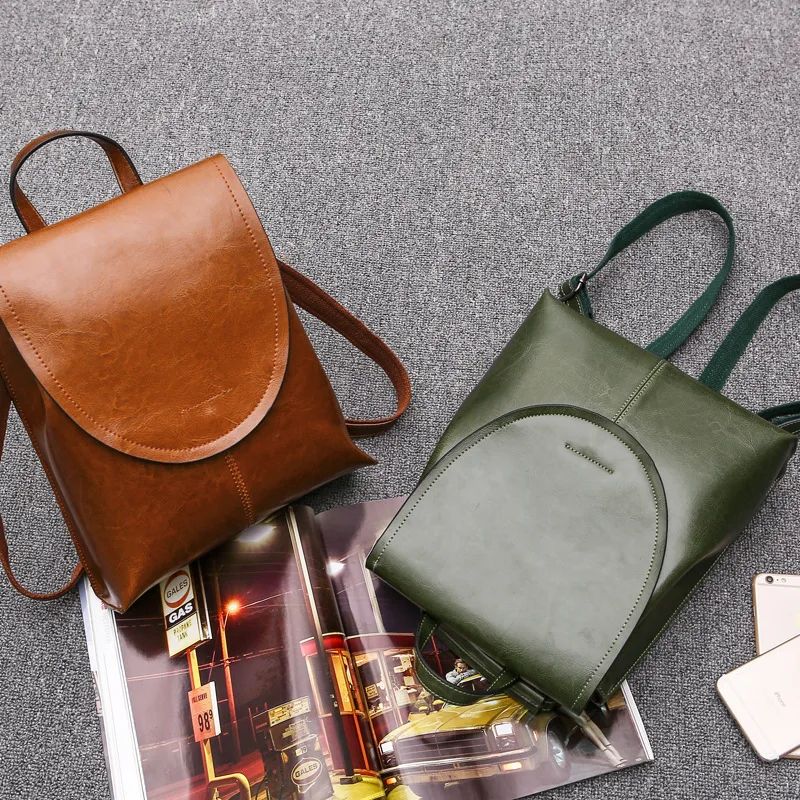 

Vintage Backpack Female Small Genuine Leather Bagpack Stylish School Bagpack College Flap Cover Sling Bag Preppy Drop Shipping