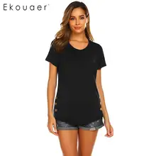 Ekouaer женская летняя одежда для сна для беременных кормящих с коротким рукавом рубашки для грудного вскармливания топы для отдыха женская домашняя одежда