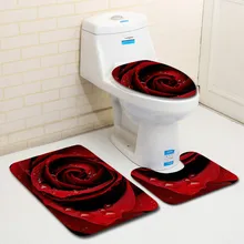 3PCS Toilet Seat Cover Valentine's Day Pattern Non Slip Toilet Seat Cover Rug Bathroom Set Decor Washroom Decoration Coves