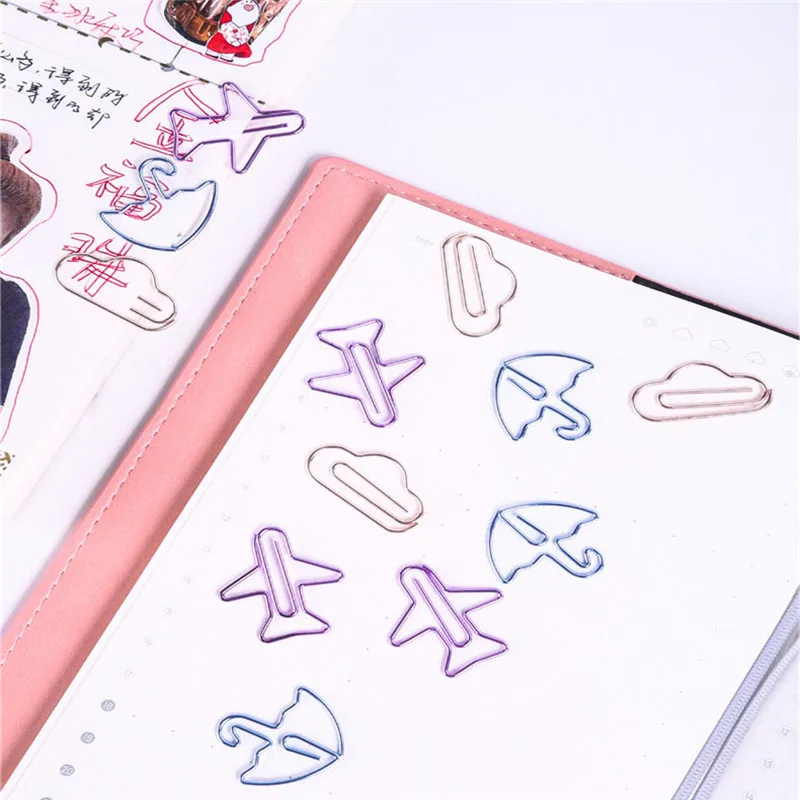 

12pcs/lot Cartoon Shape Mini Paper Clips Stationery Clear Binder Clips Photos Tickets Notes Letter Paper Clip Stationery