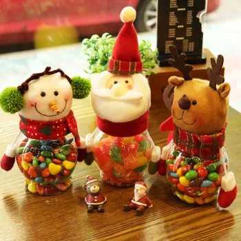 

3PCS/Lot Christmas Candy Jar Santa Claus Elk Snowman Party Table Decor Christmas Ornaments Kids Gifts Container