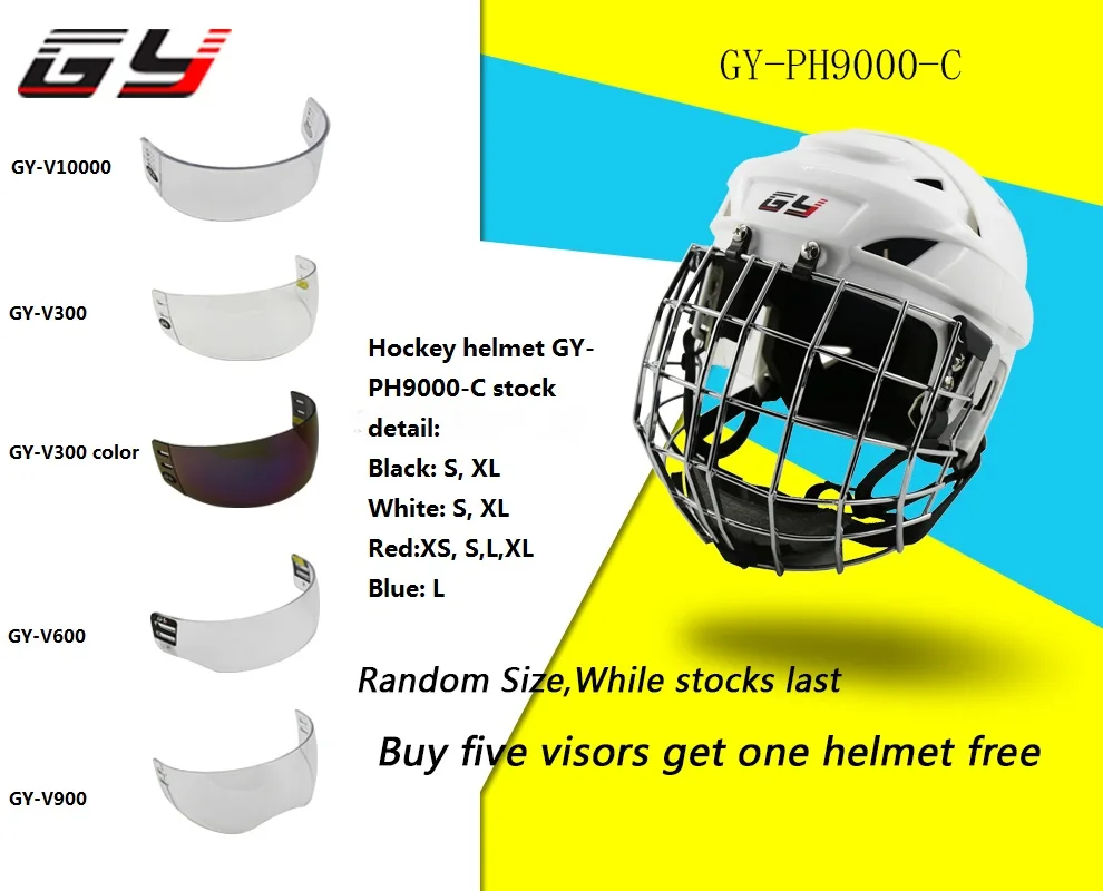 

winter CE approved hot seller clear Outside Anti-scratch and Inside Anti-fog PC material hockey visor