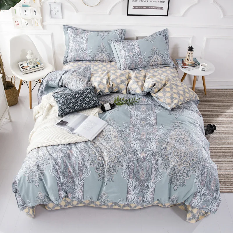 

ROWBOE brand 2018 new home textile European and American style quilt cover sheet pillowcase colorful printing decoration warm
