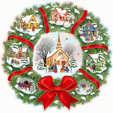 Полный DIY 5D бриллиантовый рисунок Рождество венок крестиком Алмазная вышивка зимний дом шаблоны Алмазная мозаика