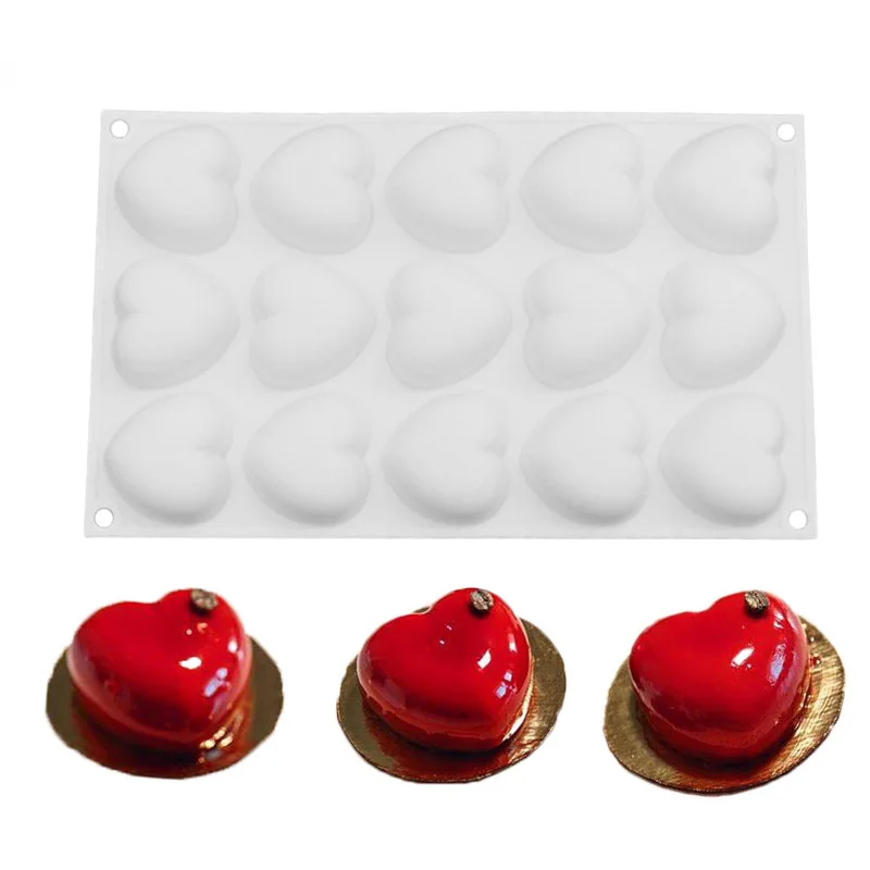 Silicone 15 Heart-shaped Creative Cake Mold For Chocolate Desserts Pudding Baking Cakes Decorating Tool Baking Molds Pans Silicone 15 Heart-shaped Creative Cake Mold For Chocolate Desserts Pudding Baking Cakes Decorating Tool Baking Molds Pans