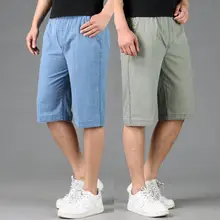 Мужские летние повседневные короткие мужские брюки-Капри жидкости однотонные пляжные шорты, плюс размер, дышащее, с эластичной резинкой на штанах masculino шорты мужские