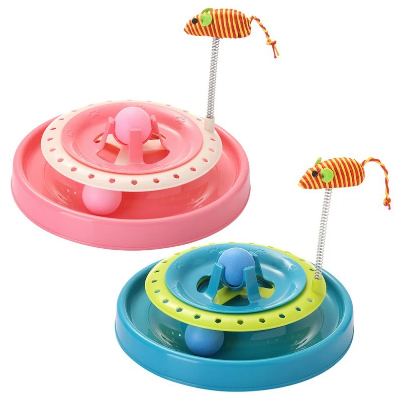 

Cats Turntable Eduactional Funny Crazy Amusement Plate Mouse Spring Cat Toys Cat Turntable Pet Interactive Toys