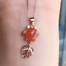 Природный южного красная Агатовая подвеска S925 Серебряный натуральный драгоценный камень кулон Цепочки и ожерелья модный прекрасный Золотая рыбка женские вечерние ювелирные изделия