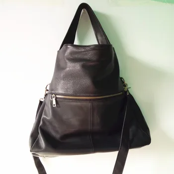 

clearance promotion women 100% real leather black one shoulder crossbody bag for female big causal handbag