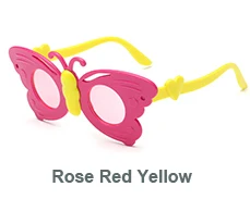 Лаура Фея милый мультфильм Стиль Бабочка Форма Дети солнцезащитные очки цветной блок UV400 Солнцезащитные очки для детей - Цвет линз: rose red yellow