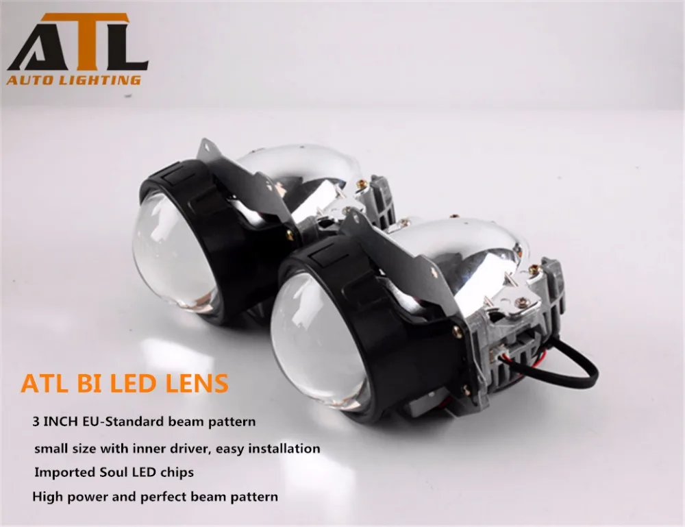 2pcs BI LED Projector Lens Headlight Retrofit All in one Car Headlapm