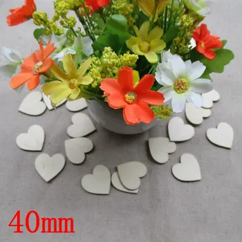 

(60pcs/lot) Blank unfinished wooden heart crafts supplies laser cut rustic wood wedding rings ornaments 40mm 1152