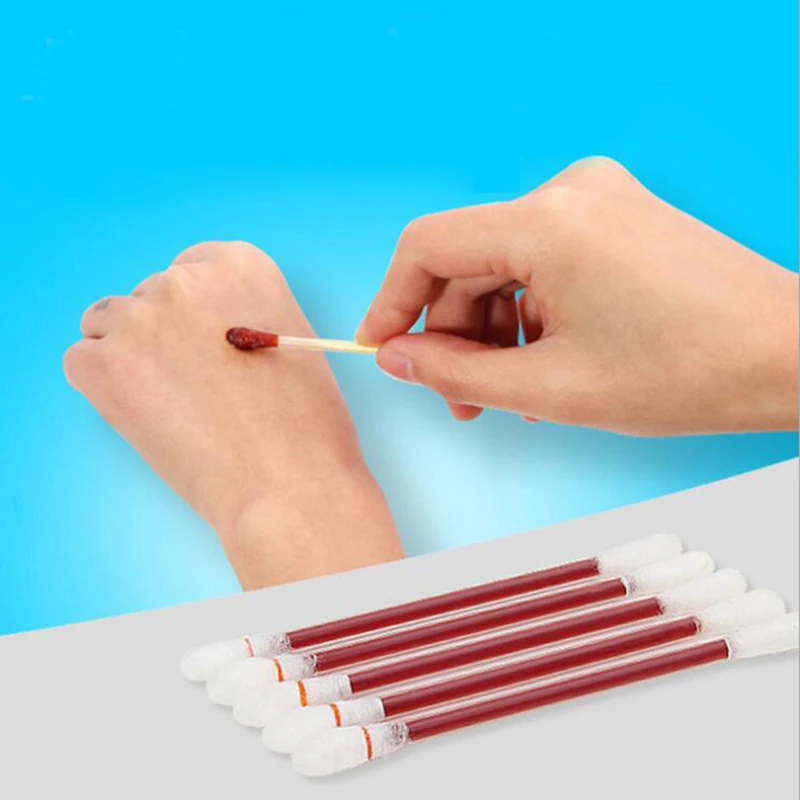50PCS Double Use Disposable medical iodine cotton stick iodine