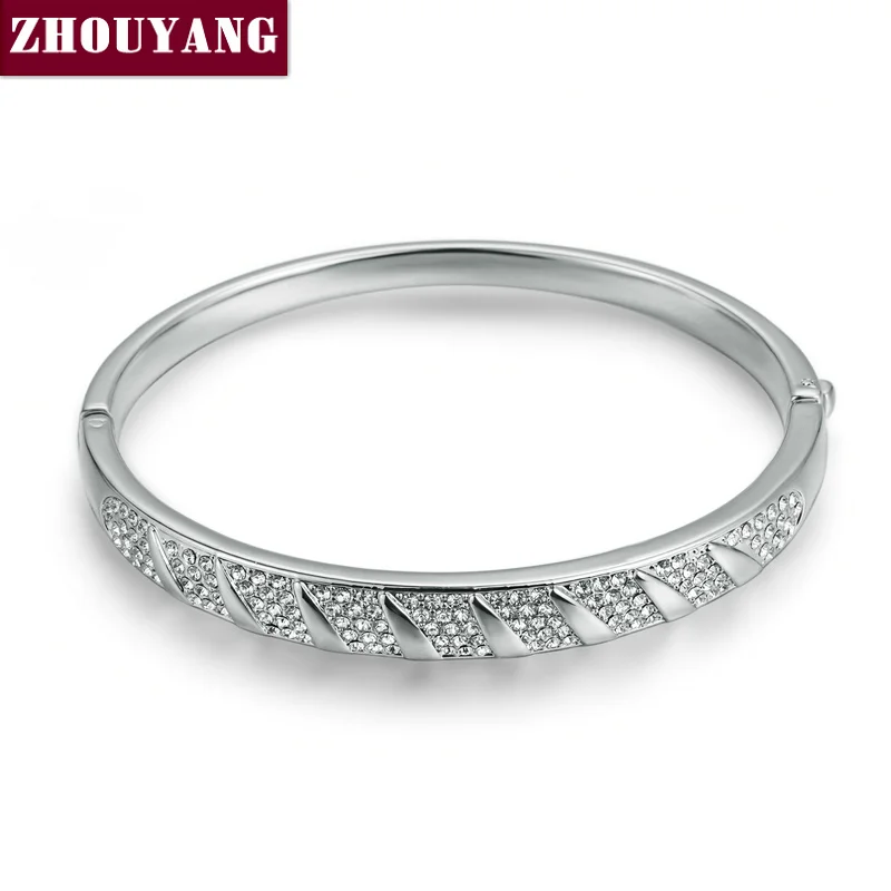 

ZYB025 SimpleStyle Silver Color Bangle Jewelry Made with Genuine Austrian Crystals Wholesale