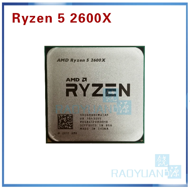 Процессор AMD Ryzen 5 2600X R5 2600X3,6 GHz, шестиядерный процессор с двенадцатью потоками 95 W, процессор YD260XBCM6IAF Socket AM4 с охлаждающим вентилятором