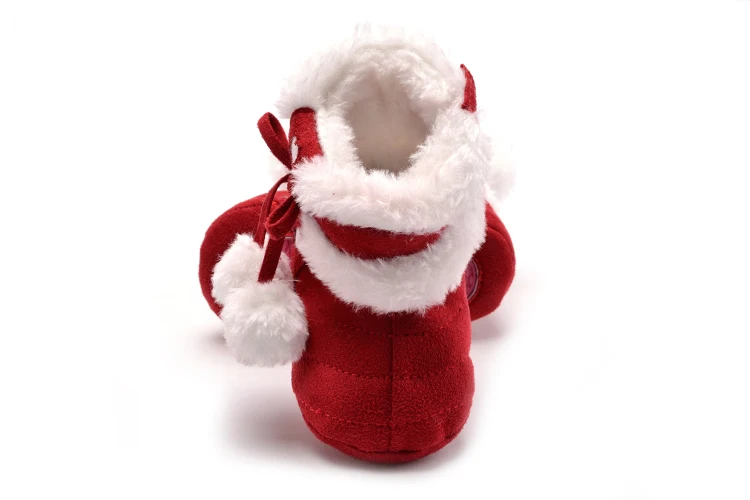 Милая теплая зимняя обувь из хлопка; 4 цвета; детская обувь на мягкой подошве для новорожденных; зимняя детская обувь для девочек; нескользящие рождественские ботиночки - Цвет: Red