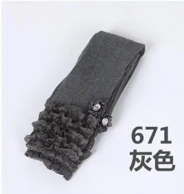671 gray Эксклюзивные кружевные леггинсы в полоску для девочек; коллекция года; сезон весна-осень; детские штаны для детей; Корейская принцесса; тонкие детские леггинсы; YP671 - Цвет: 671 gray
