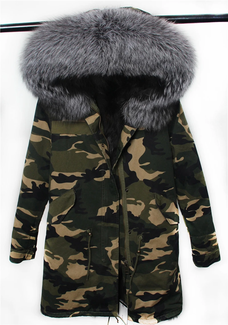 Роскошное Женское пальто Furlove с меховым отстегивающимся воротником из натурального меха енота и подкладкой из натурального меха, женские тонкие зимние пальто больших размеров