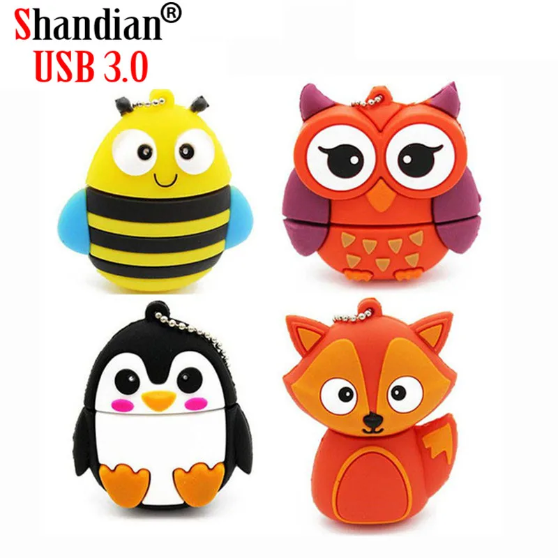 

SHANDIAN USB 3.0 HOT penguin owl fox pen drive cartoon usb flash drive pendrive 4GB 16GB 32GB 64GB U disk animal memory stick