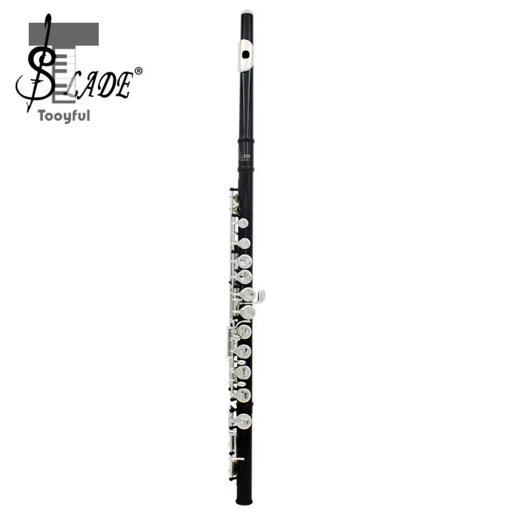 

Tooyful Portable Black Cupronickel Tube 16 Closed Hole Flute C Key with Split E Mechanism Set for Flute-players 67cm