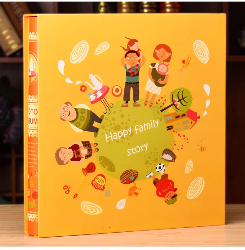 

Happy Family Story Theme Cartoon 400 Pockets 6Inch Interleaf Type Big High Capacity Photo Album Children Birthday Gifts Albums