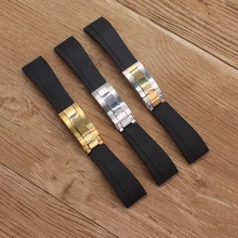 Аксессуары для часов 20 мм черный силиконовый ремешок мужские женские водонепроницаемые часы с силиконовым корпусом
