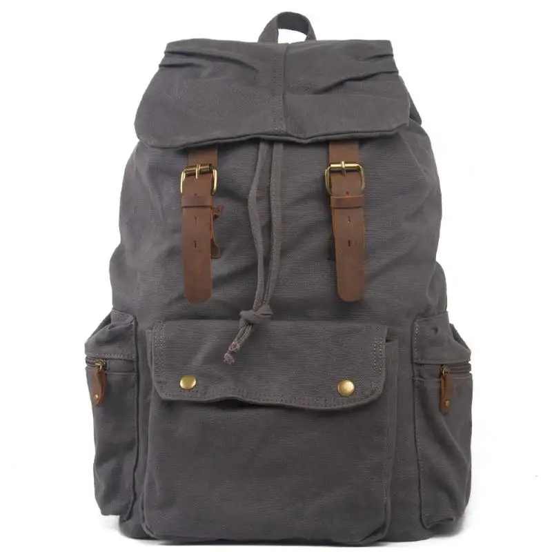 Холст путешествия рюкзак большой емкости сумка через плечо унисекс (светло-коричневый)