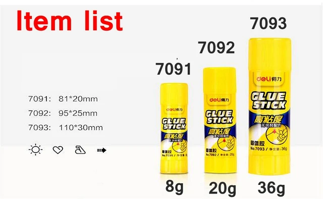 12PCS/BOX Deli 7091 7092 7093 PVP solid glue stick 8g 20g 36g