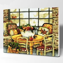 Картина теплая хижина DIY живопись по номерам современное настенное Искусство Ручная роспись живопись маслом на холсте для домашнего декора