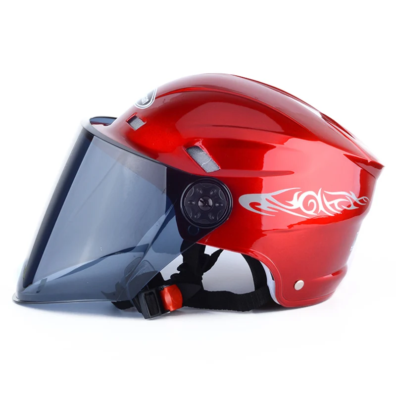 Популярный мотоциклетный шлем унисекс мужской женский электрический шлем с батареей летние защитные шлемы для езды JLD - Цвет: Красный
