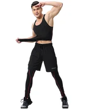 Летние мужские шорты, повседневные Костюмы, Спортивная мужская одежда, мужские комплекты, брюки, жилет+ брюки+ шорты, комплект из трех предметов, мужской спортивный костюм