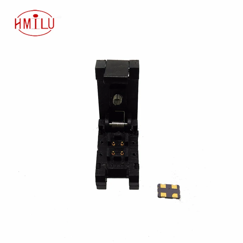 

QFN4 DFN4 WSON4 burn in Socket Pogo Pin IC Test Adapter QFN4-1.2-CPO1PNL Pitch 1.2mm Clamshell Size 3.2*2.5mm Burn in Socket