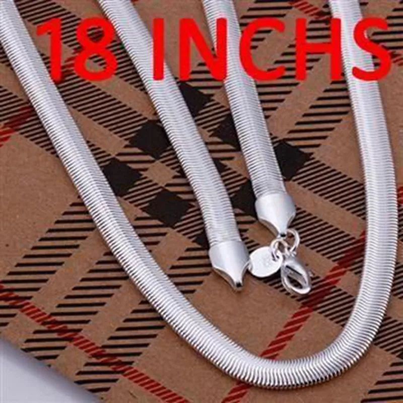 

Silver Necklace Pendant,925 jewelry silver plated Necklace 6mm Snake Bone Necklace-18 N193-18 /MFBHURLS FBYBNHXV