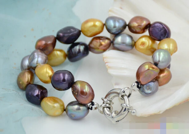 

Hot sell ->@@ > 08760 2row coffee gray brown yellow baroque freshwater pearl bracelet -Top quality free shipping