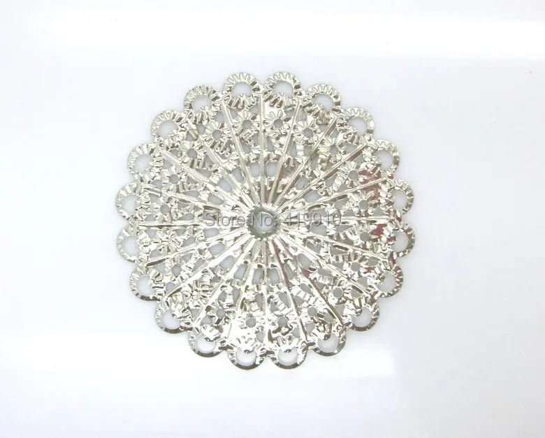 

Free shipping-50Pcs Embellishment Filigree Connectors Flower Silver Tone Hollow Metal Crafts Gift Decoration DIY 4.2x4.2cm M1321